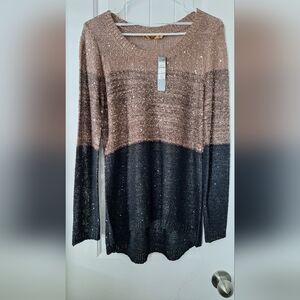 Belldini Black and Copper Sequin Sweater